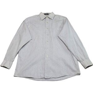 Calvin Klein Men's Shirt Size Medium White Pinstripe Button Up Long Sleeve M